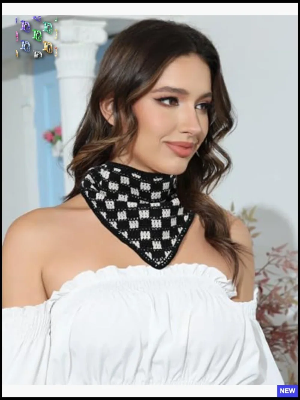 Crochet Head Scarf Bandana Boho Floral Knit Tie-Back Headband Hair Accessory